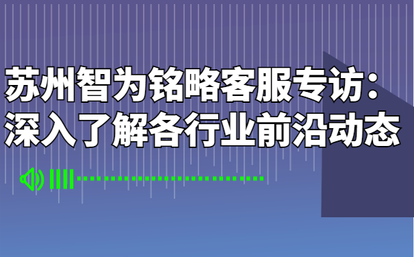苏州智为铭略客服专访：深入了解各行业前沿动态