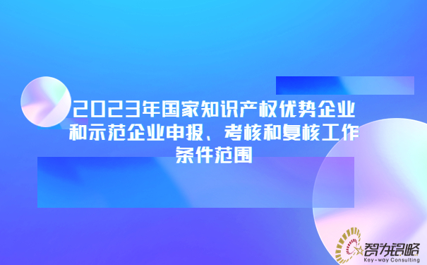 2023年国家知识产权优势企业和示范企业申报、考核和复核工作条件范围